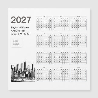 Magnétique Calendrier Carte Logo Chicago 2027 Minimaliste