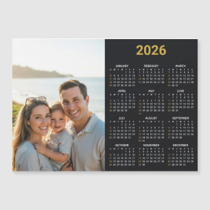 Magnétique Calendrier Photo 2026 Carte noire pour réfrigéra