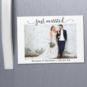 Magnétique Calligraphie cardiaque Juste Marié Mariage Carte m
