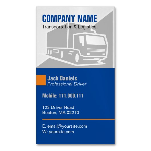 Magnétique Camionnage | Transport et Carte de visite logistiq (devant Vertical)