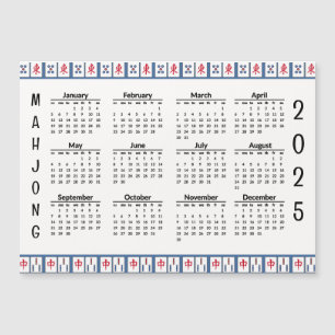 Magnétique Carreaux de jeu Mahjong 2025 Calendrier Carte magn