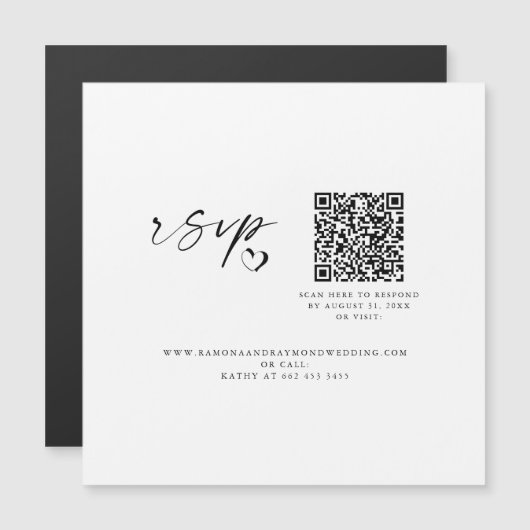 Magnétique Carte aimantée QR Code pour site web de mariage à (Devant / Derrière)