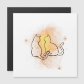 Magnétique Carte aquarelle plat Chat (Devant / Derrière)