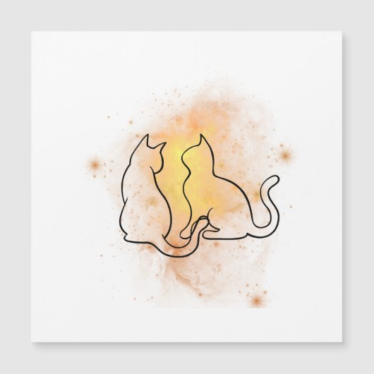 Magnétique Carte aquarelle plat Chat (Devant)