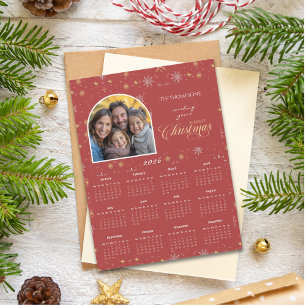 Magnétique Carte Calendrier de la photo Red Snowflake 2026 mo