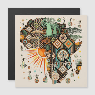 Magnétique Carte d'Afrique Éléments Tribaux Décoratifs Motif