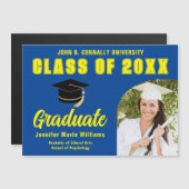 Magnétique Carte d'aimant Blue Yellow Graduate Custom Graduat (Devant / Derrière)