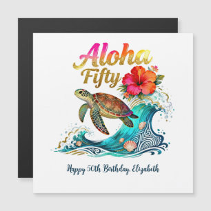 Magnétique Carte d'anniversaire 50e Fifty Tropical Ocean Beac