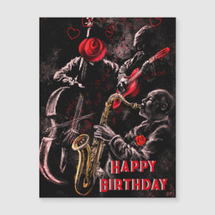 Magnétique Carte d'anniversaire avec groupe de musique jazz