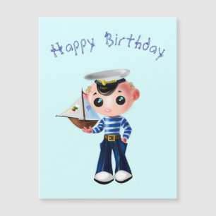Magnétique Carte d'anniversaire bébé avec petit marin