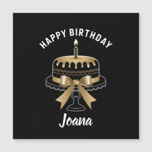 Magnétique Carte d'anniversaire noire et or, Bougie élégante