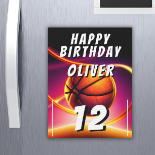 Magnétique Carte d'anniversaire sportive de basketball