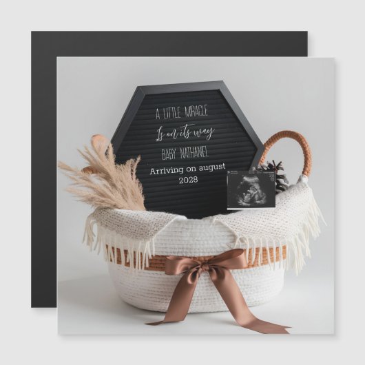 Magnétique Carte d'annonce de grossesse bohème élégante et si (Devant / Derrière)