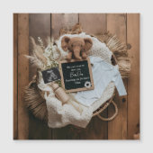 Magnétique carte d'annonce de grossesse bohème rustique (Devant)