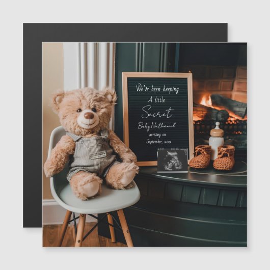 Magnétique Carte d'annonce de grossesse minimaliste moderne n (Devant / Derrière)