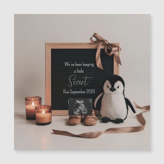 Magnétique Carte d'annonce de grossesse neutre et bohème terr (Devant)