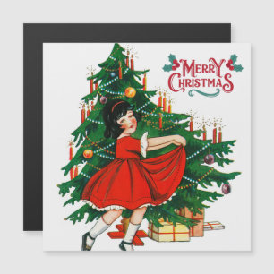 Magnétique Carte d'art vintage arbre de Noël joyeux