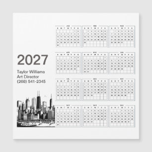 Magnétique Carte de calendrier minimaliste de la skyline de C