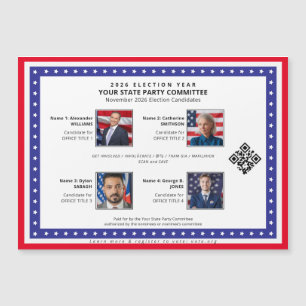 Magnétique Carte de Candidat Électoral à Message Politique Ma