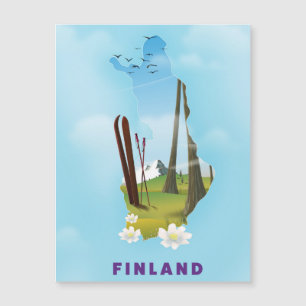 Magnétique Carte de Finlande Affiche de voyage illustrée