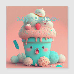Magnétique Carte de gobelet à crème glacée Kawaii