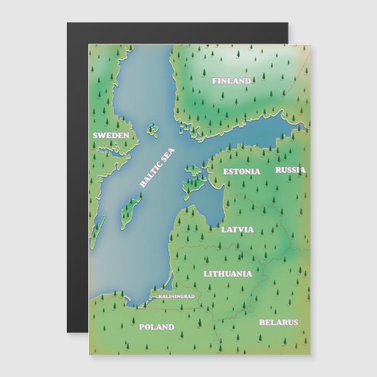 Magnétique carte de la mer Baltique (Devant / Derrière)