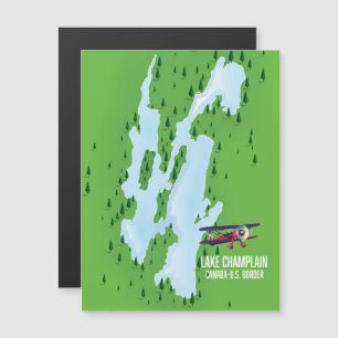 Magnétique Carte de l'affiche du lac Champlain États-Unis Can