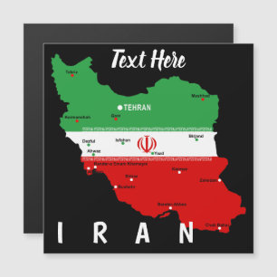 Magnétique Carte de l'Iran avec drapeau et emblème