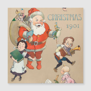 Magnétique Carte de Noël 1901 père noël fête