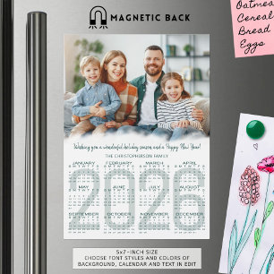 Magnétique Carte de Noël 2026 - Calendrier photo personnalisé