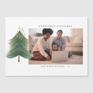 Magnétique Carte de Noël à l'aquarelle arbre moderne minimali