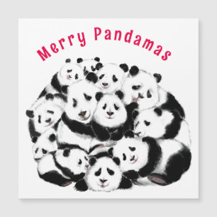 Magnétique Carte de Noël amusante avec des Pandas de Famille
