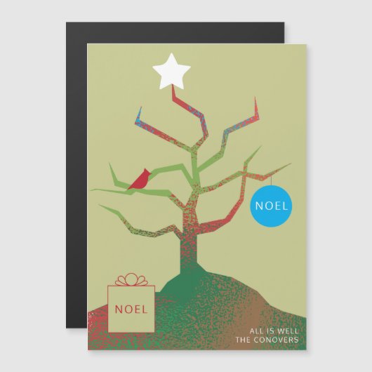 Magnétique Carte de Noël Arbre D'Art (Devant / Derrière)