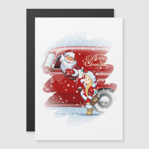 Magnétique Carte de Noël avec dessin animé Snow Maiden - Post