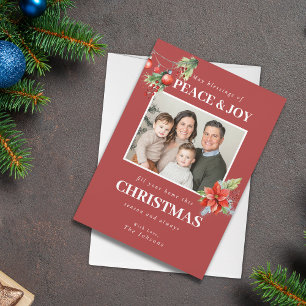Magnétique Carte de Noël chrétienne au poinsettia en photo