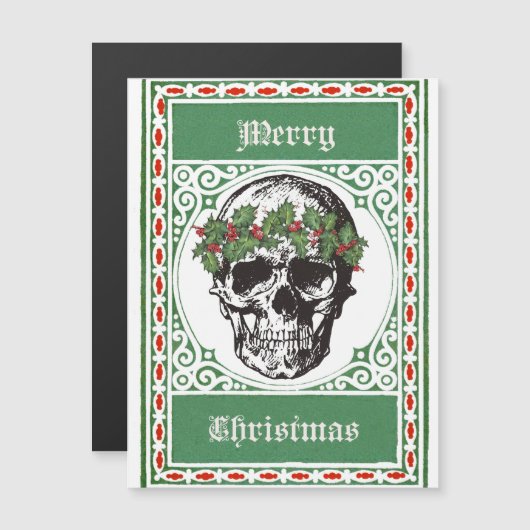 Magnétique Carte de Noël crâne (Devant / Derrière)