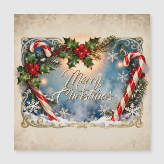 Magnétique Carte de Noël festive avec éclat (Devant)