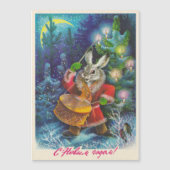 Magnétique Carte de Noël festive avec lièvre et tambour (Devant)