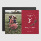 Magnétique Carte de Noël Monogramme Wreath (Devant / Derrière)