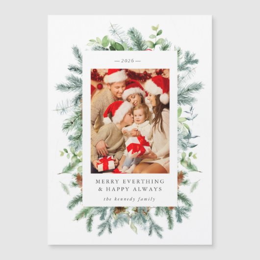 Magnétique Carte de Noël photo Pine and Berries (Devant)