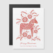 Magnétique Carte de Noël suédoise Dala Horse (Devant / Derrière)
