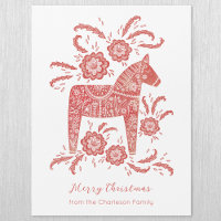 Carte de Noël suédoise Dala Horse