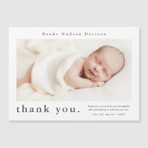 Magnétique Carte de remerciement bébé photo avec nom moderne
