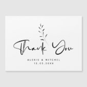 Magnétique Carte de remerciements botanique à script noir min (Devant)