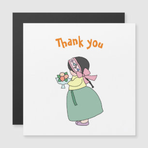 Magnétique Carte de remerciements fille Hanbok