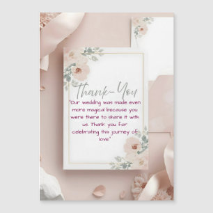 Magnétique Carte de remerciements Mariage moderne Blush & Bre