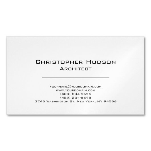 Magnétique Carte de visite d'architecte simple en noir blanc (devant)