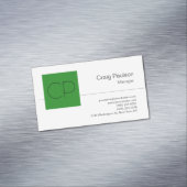 Magnétique Carte de visite de Monogramme blanc vert de la for (In Situ)