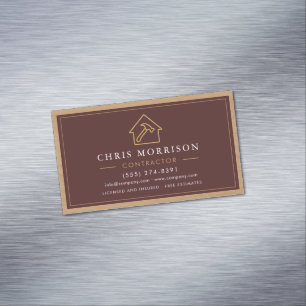 Magnétique Carte de visite en bois Burgundy Gold avec QR Code