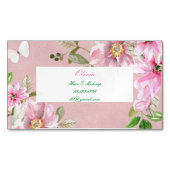 Magnétique carte de visite florale rose (devant)